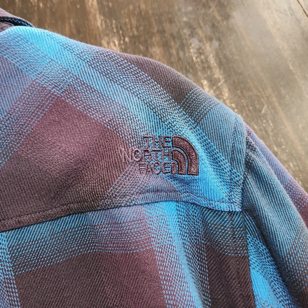 The North Face Mens Plaid Thick Flannel Shacket Shirt Jacket Large Pearl Snap
